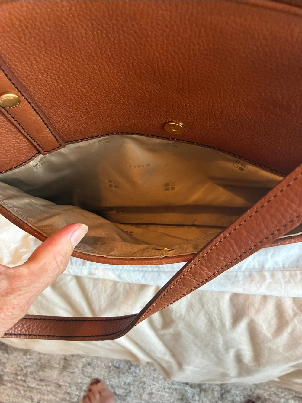 Marika Cognac Leather Laptop Tote